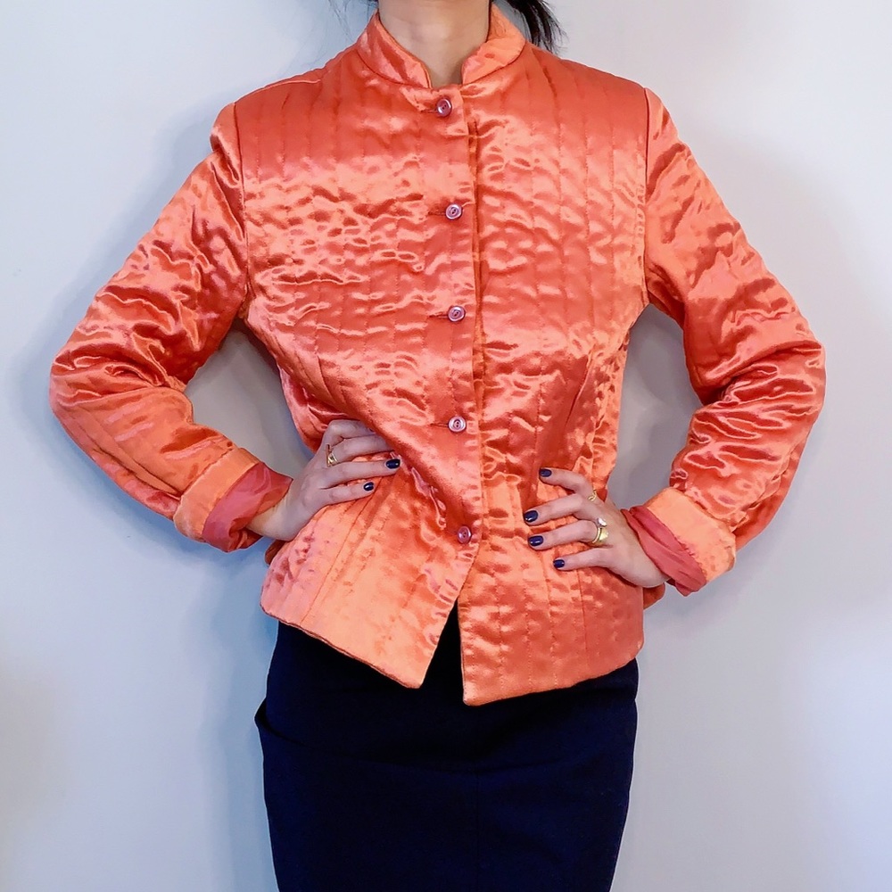 Vintage Saks Fifth Ave Satin Quilted Jacket